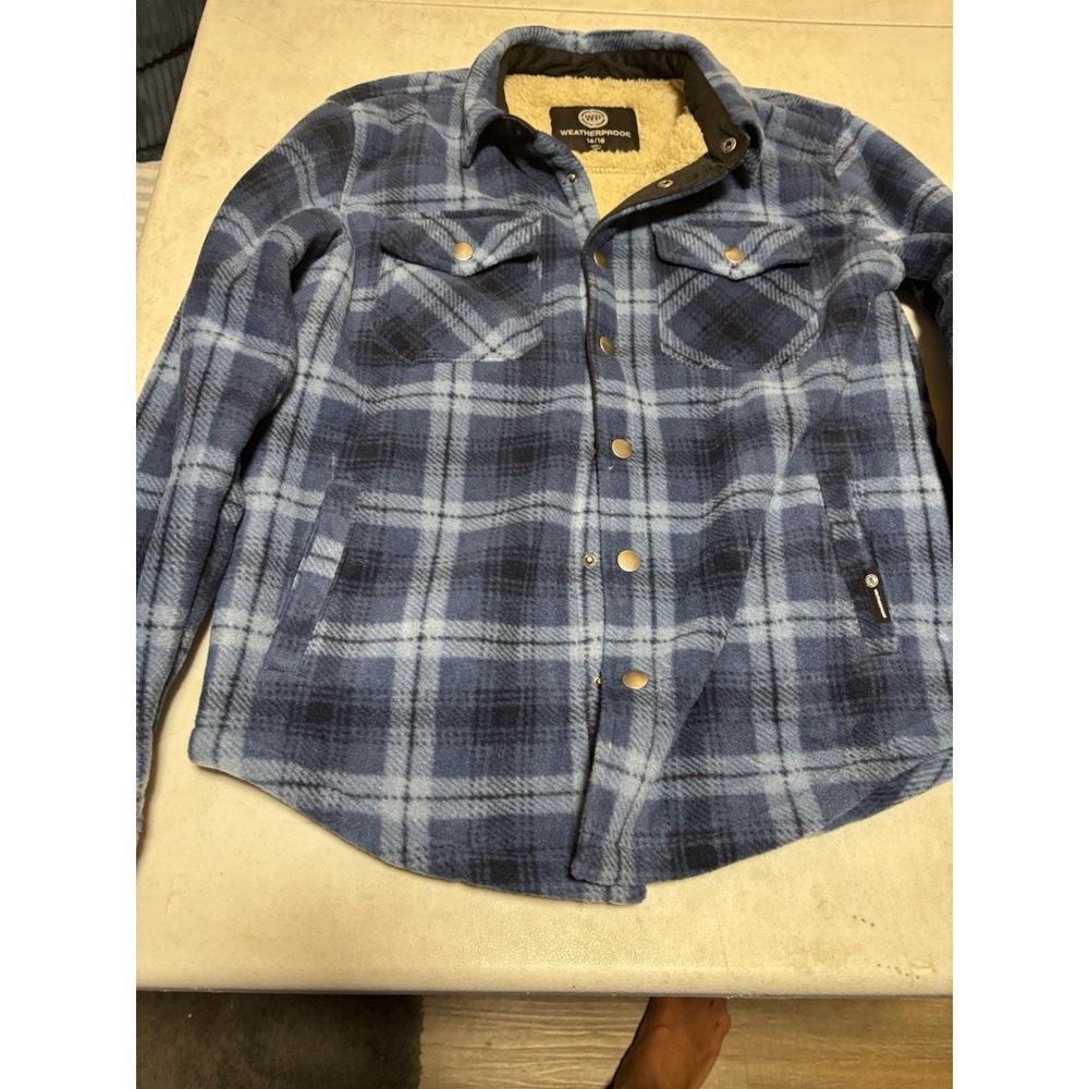 Weatherproof Boy's Sherpa Lined Fleece Long Sleeve Button Up Shirt Jacket 14/16